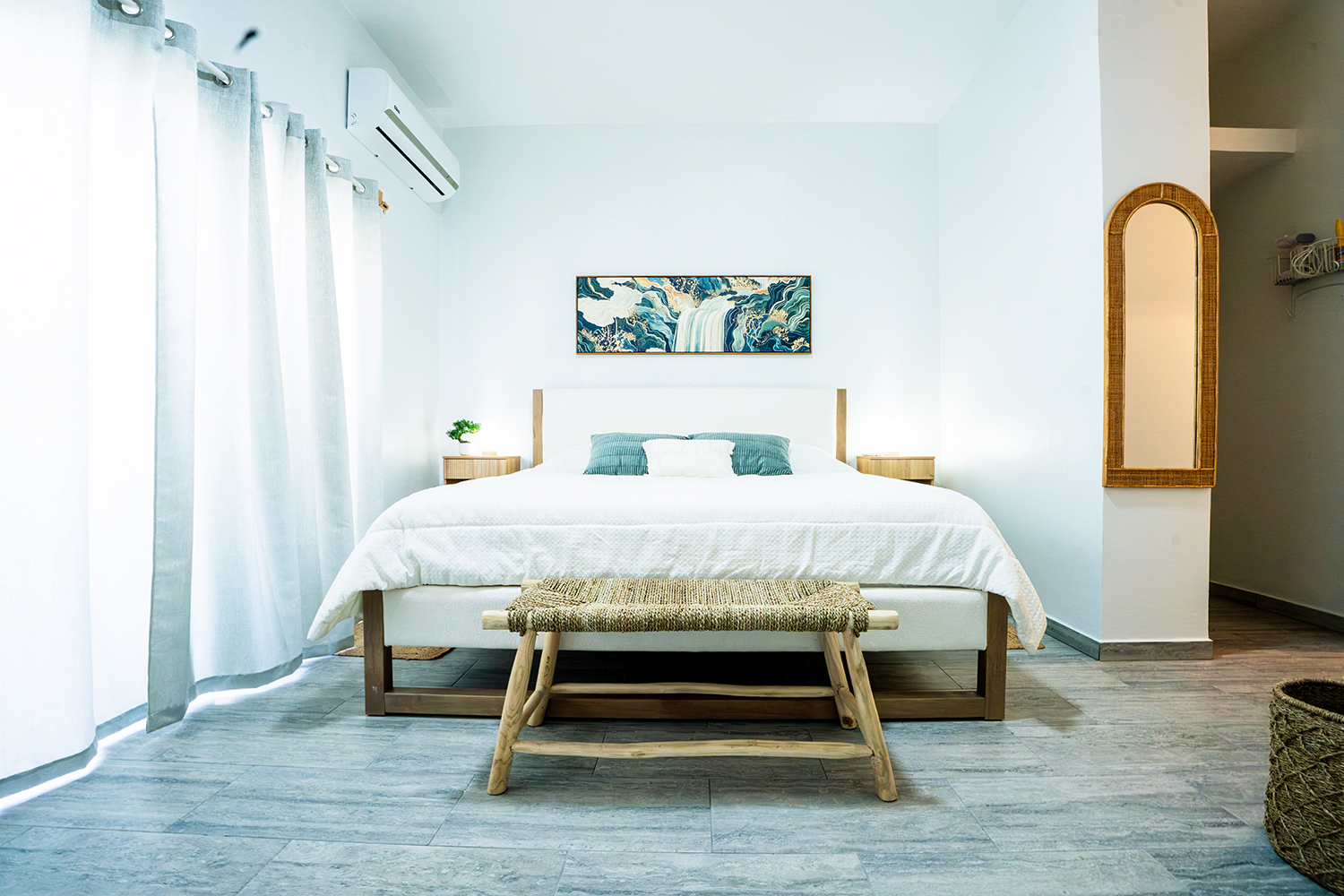 King bedroom with soft daylight