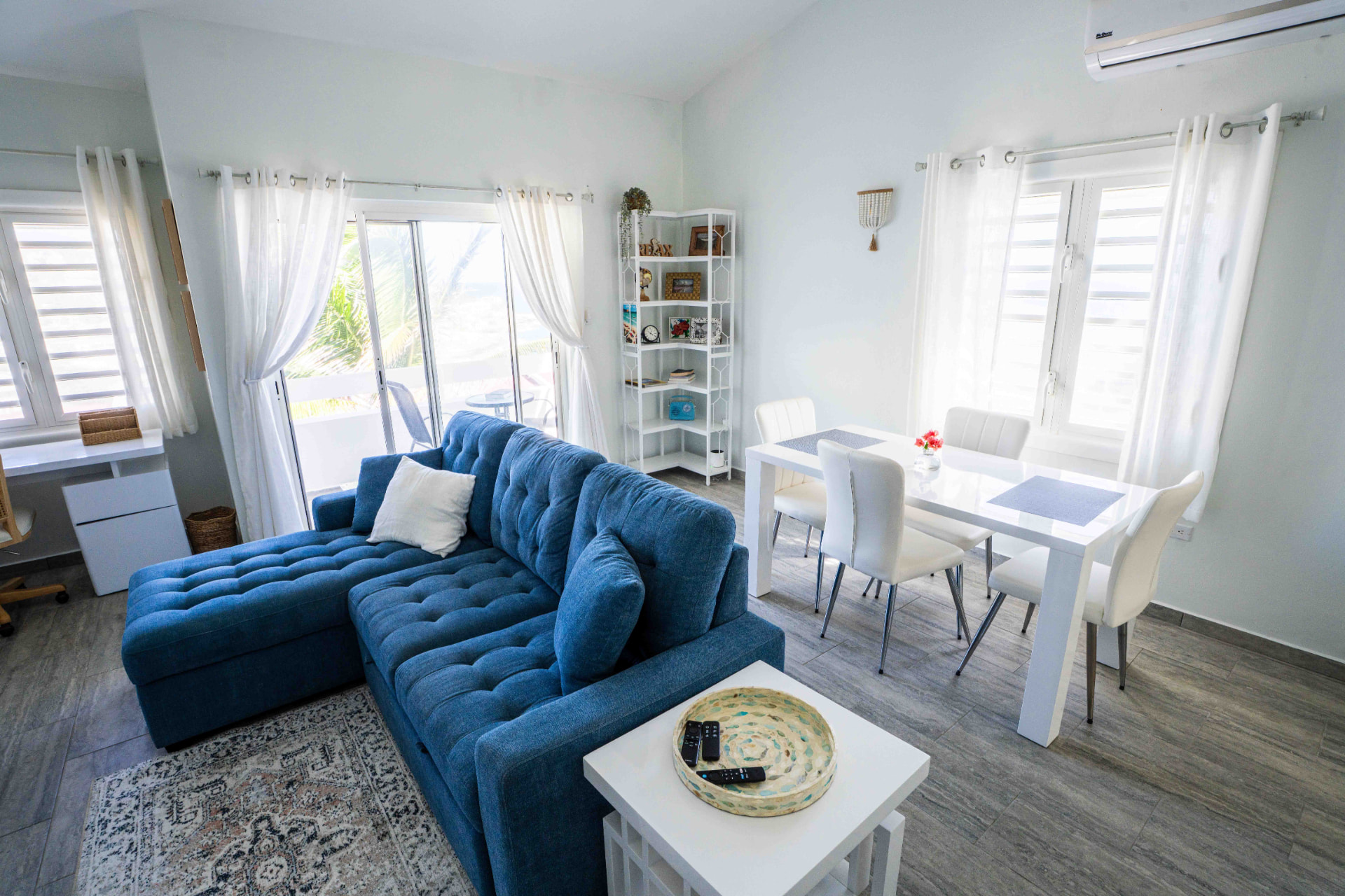 Dining area beside the sofa with terrace doors